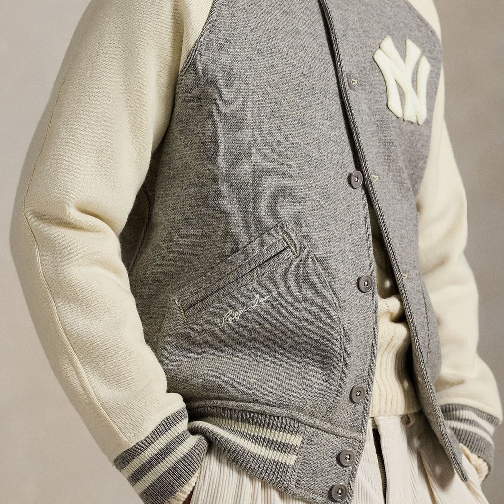 New York Yankees Polo Ralph Lauren Raglan Full-Button Jacket - Gray
