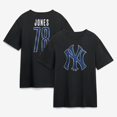 Spencer Jones New York Yankees Metallic Mascot Name & Number T-Shirt - Black