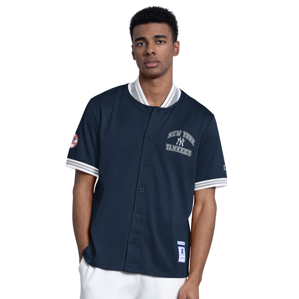  New York Yankees Starter Button-Up Short Sleeve Jacket - Navy