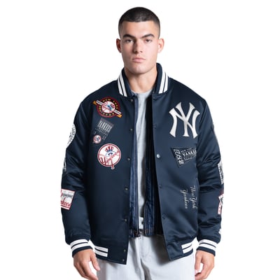 New York Yankees Starter Elite Full Snap Varsity Jacket - Navy