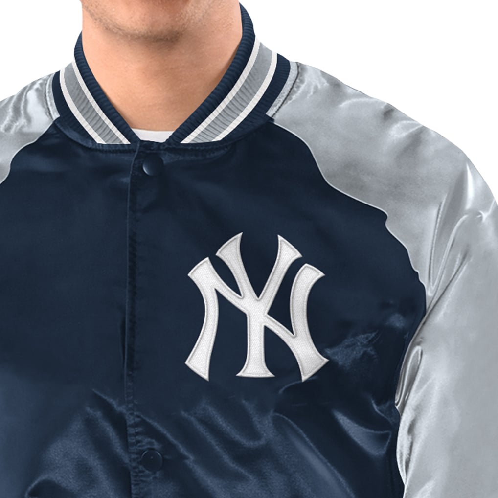 New York Yankees Starter Raglan Blitz Varsity Jacket - Navy/Gray