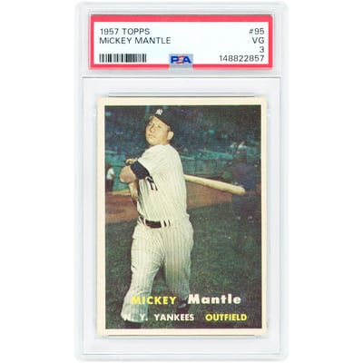 Mickey Mantle New York Yankees 1957 Topps #95 PSA Authenticated 3 Card 