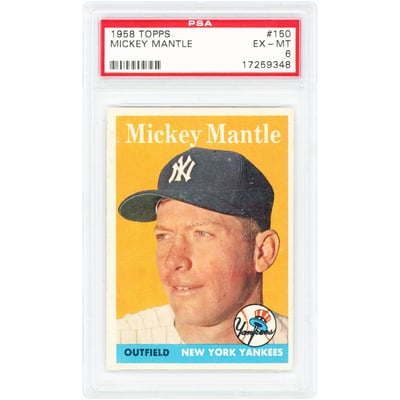Mickey Mantle New York Yankees 1958 Topps #150 PSA Authenticated 6 Card