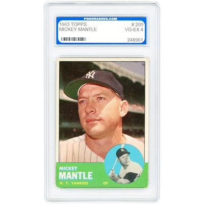 Mickey Mantle New York Yankees 1963 Topps #200 PGS Authenticated 4 Card