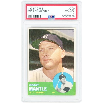 Mickey Mantle New York Yankees 1963 Topps #200 PSA Authenticated 4 Card 