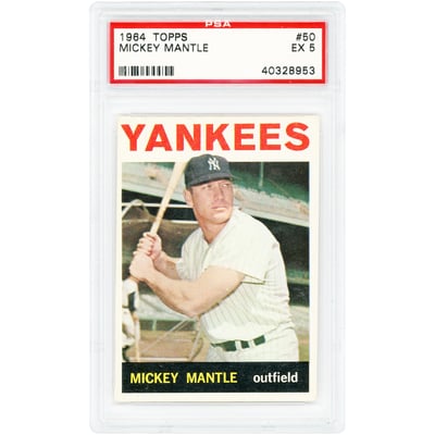Mickey Mantle New York Yankees 1964 Topps #50 PSA Authenticated 5 Card