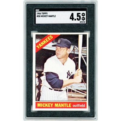 Mickey Mantle New York Yankees 1966 Topps #50 SGC Authenticated 4.5 Card 