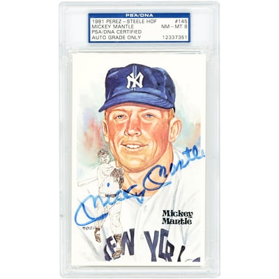 Mickey Mantle New York Yankees Autographed 1981 Perez-Steele HOF #145 #09071/10000 PSA Authenticated 8 Card