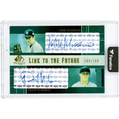 Mike Mussina & Philip Hughes New York Yankees Autographed 2004 Upper Deck SP Prospects Link to the Future #LF-MH #100/100 Card