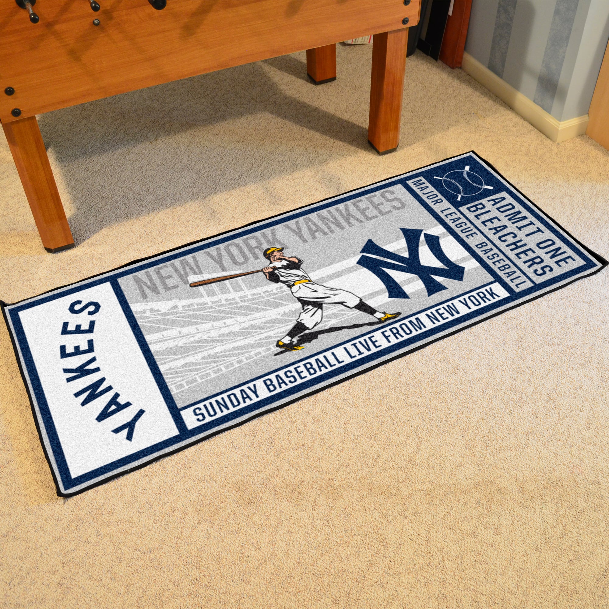 ニューヨーク・ヤンキース ラグ New York Yankees 30'' x 72'' Retro Collection Ticket Runner Rug