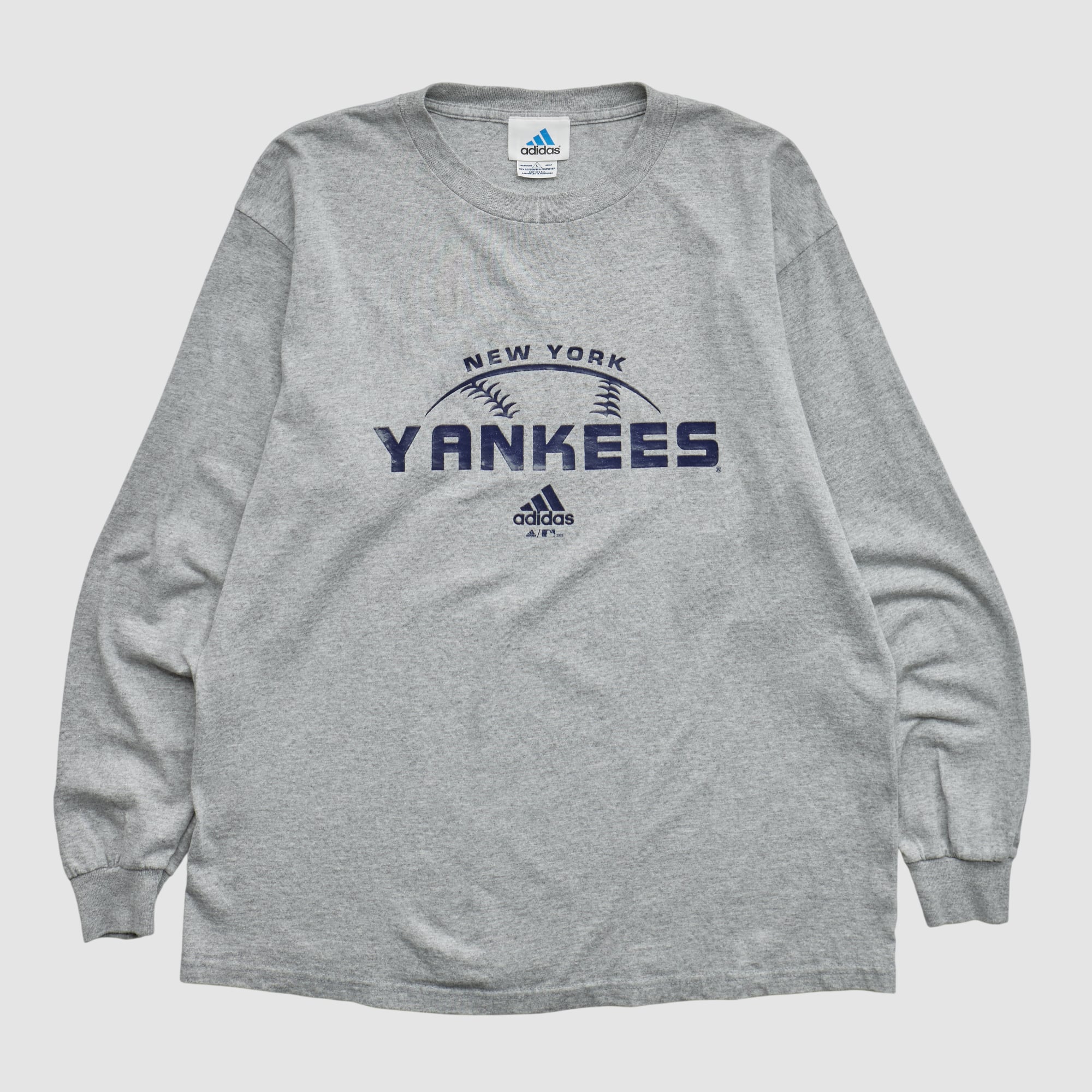 New York Yankees Adidas 2002 Long Sleeve T-shirt - Heather Gray 