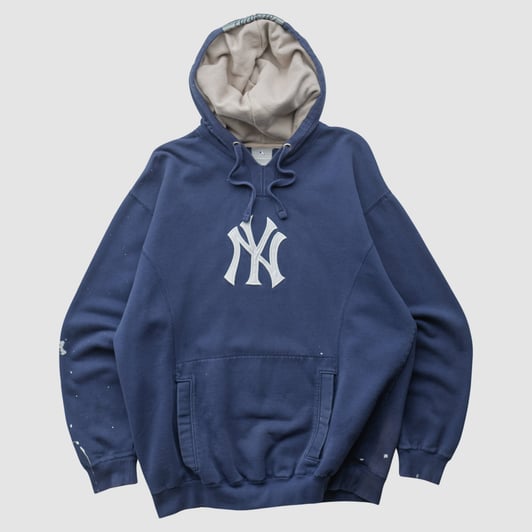 New York Yankees Genuine Merchandise 2000s Hooded Pullover Sweatshirt - Navy - M by Fanatics Real Vintage