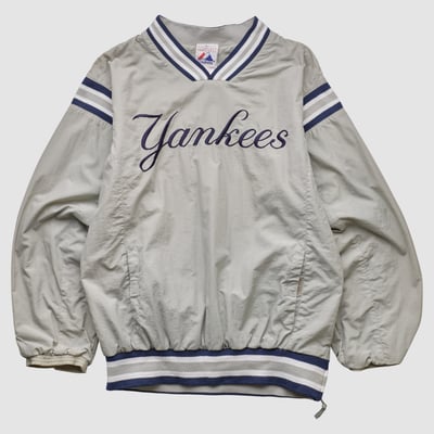 New York Yankees Majestic 2000s Pullover Jacket - Gray - XS by Fanatics Real Vintage