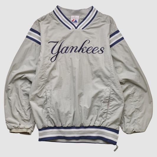 New York Yankees Majestic 2000s Pullover Jacket - Gray - XS by Fanatics Real Vintage