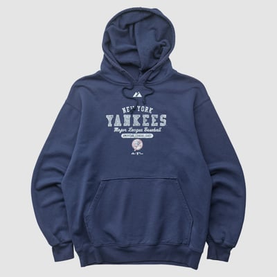 New York Yankees Majestic 2004 Hooded Pullover Sweatshirt - Navy - S by Fanatics Real Vintage