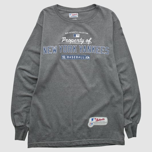 New York Yankees Majestic 2010s Long Sleeve T-shirt - Dark Heather Gray - S by Fanatics Real Vintage