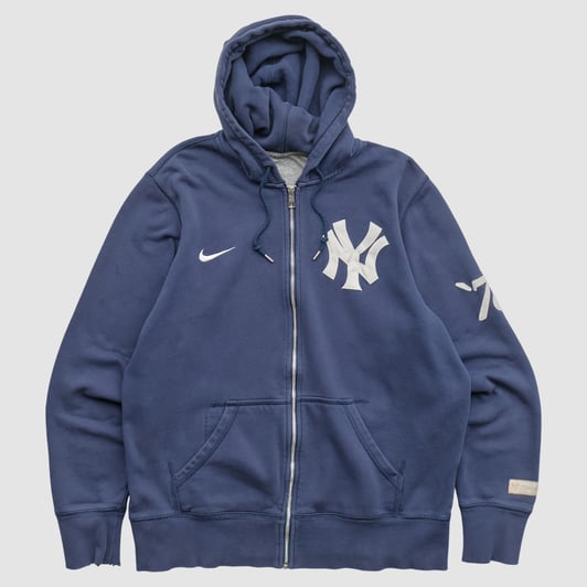 New York Yankees Nike 2000s Hooded Full Zip Sweatshirt - Navy - M by Fanatics Real Vintage