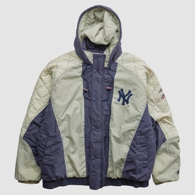 New York Yankees Starter 90s Hooded Full Snap Jacket - White - L by Fanatics Real Vintage