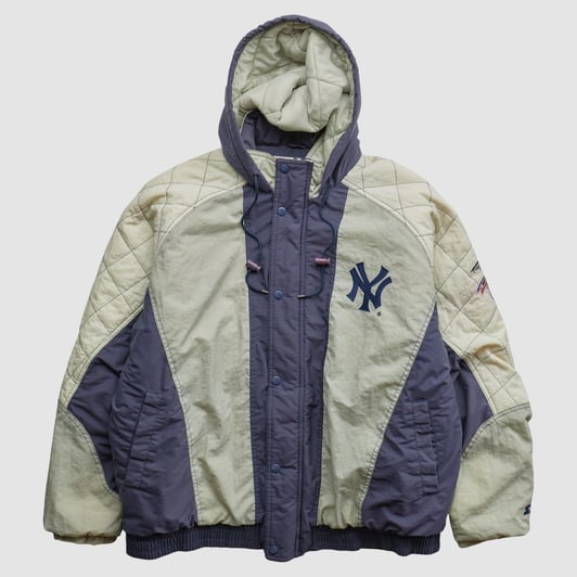 New York Yankees Starter 90s Hooded Full Snap Jacket - White - L by Fanatics Real Vintage