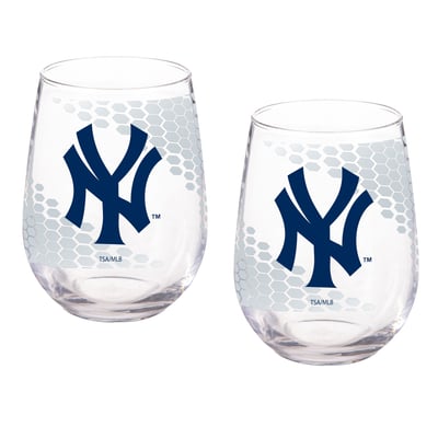 New York Yankees Two-Piece 17oz. Color Fade Stemless Wine Glass Set