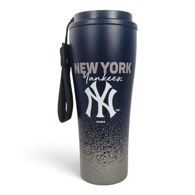 New York Yankees Pegasus 20oz Splatter Script Stainless Steel ProSip Coffee Cup with Strap