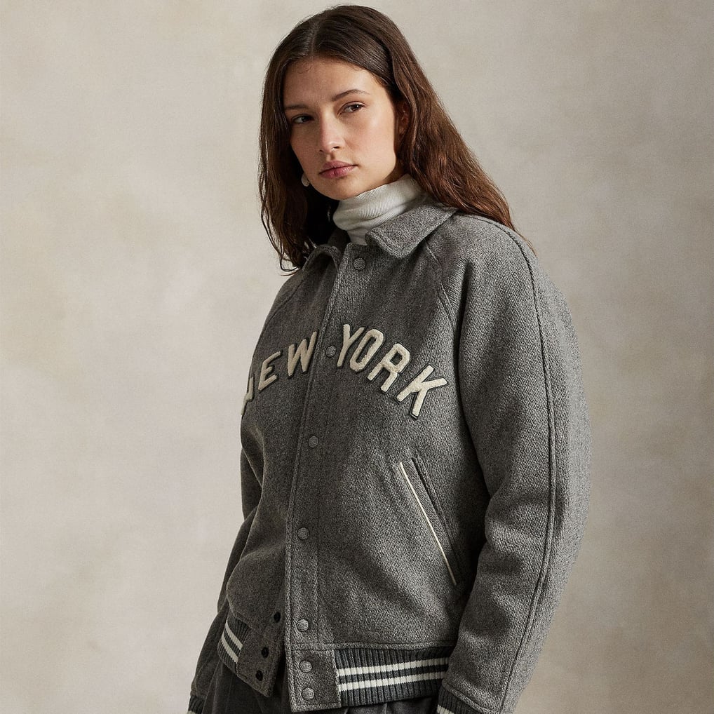 Yankees Polo Ralph Lauren Wool Full-Snap Jacket - Gray