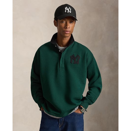 Polo Ralph Lauren Green Yankees Fleece Rugby Pullover