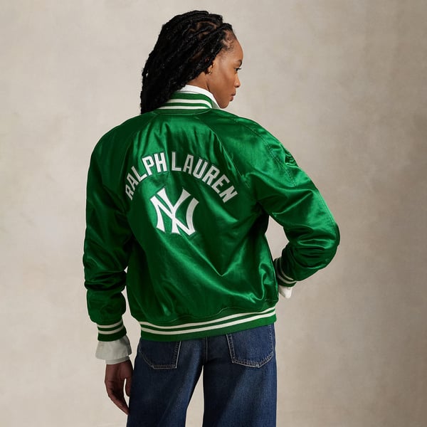 Yankees Polo Ralph Lauren Green Satin Jacket