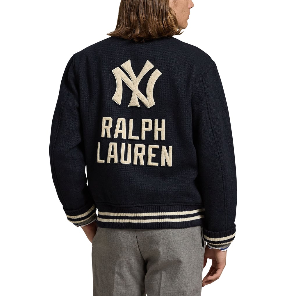 Yankees Polo Ralph Lauren Lined Full-Snap Bomber Jacket - Navy