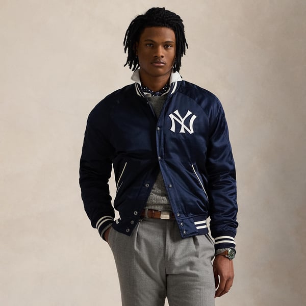 Yankees Polo Ralph Lauren Satin Jacket - Navy