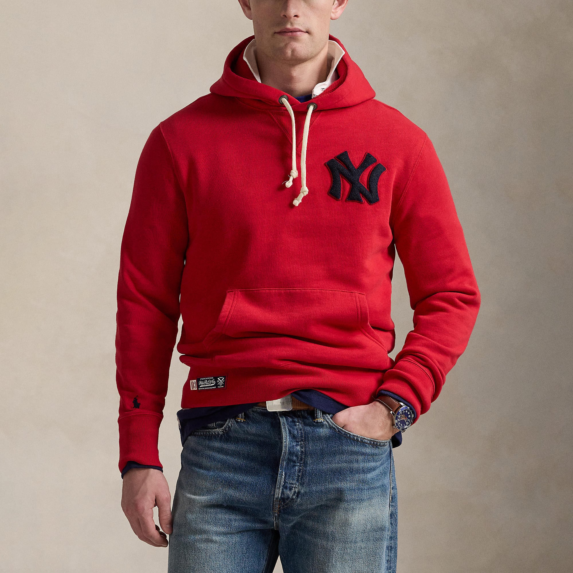 Yankees Polo Ralph Lauren Red Fleece Hoodie