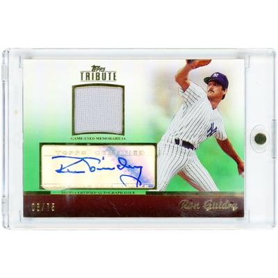 Ron Guidry New York Yankees Autographed 2011 Topps Tribute Game Used Relic #TAR-RG #8/75 Card