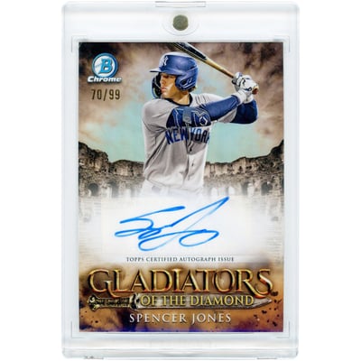 Spencer Jones New York Yankees Autographed 2024 Bowman Chrome Gladiators Of The Diamond #GDA-SJ #70/99 Card