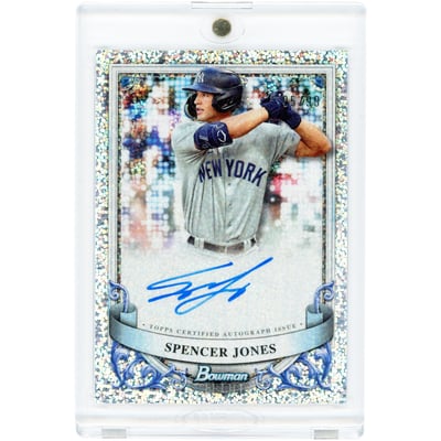 Spencer Jones New York Yankees Autographed 2024 Bowman Sterling Speckle Refractor #PA-SJ #95/99 Card