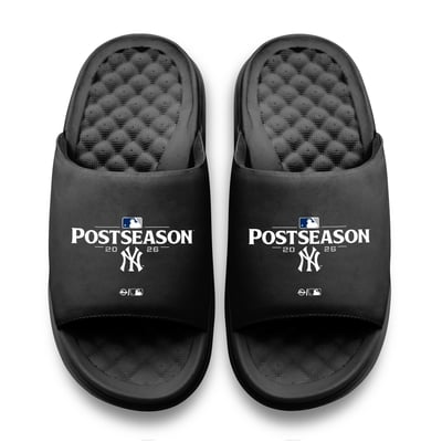 New York Yankees ISlide Unisex 2026 MLB Postseason Motive Slide Sandals - Black