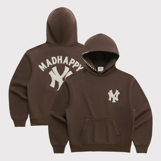 New York Yankees Madhappy Unisex Applique Fleece Hoodie - Brown