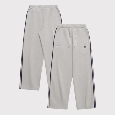 New York Yankees Madhappy Unisex Stripe Fleece Straight Sweatpants - Heather Gray