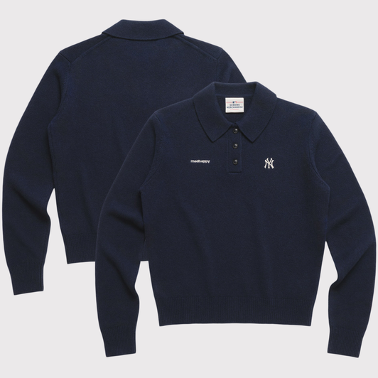 New York Yankees Madhappy Unisex Polo Sweater - Navy