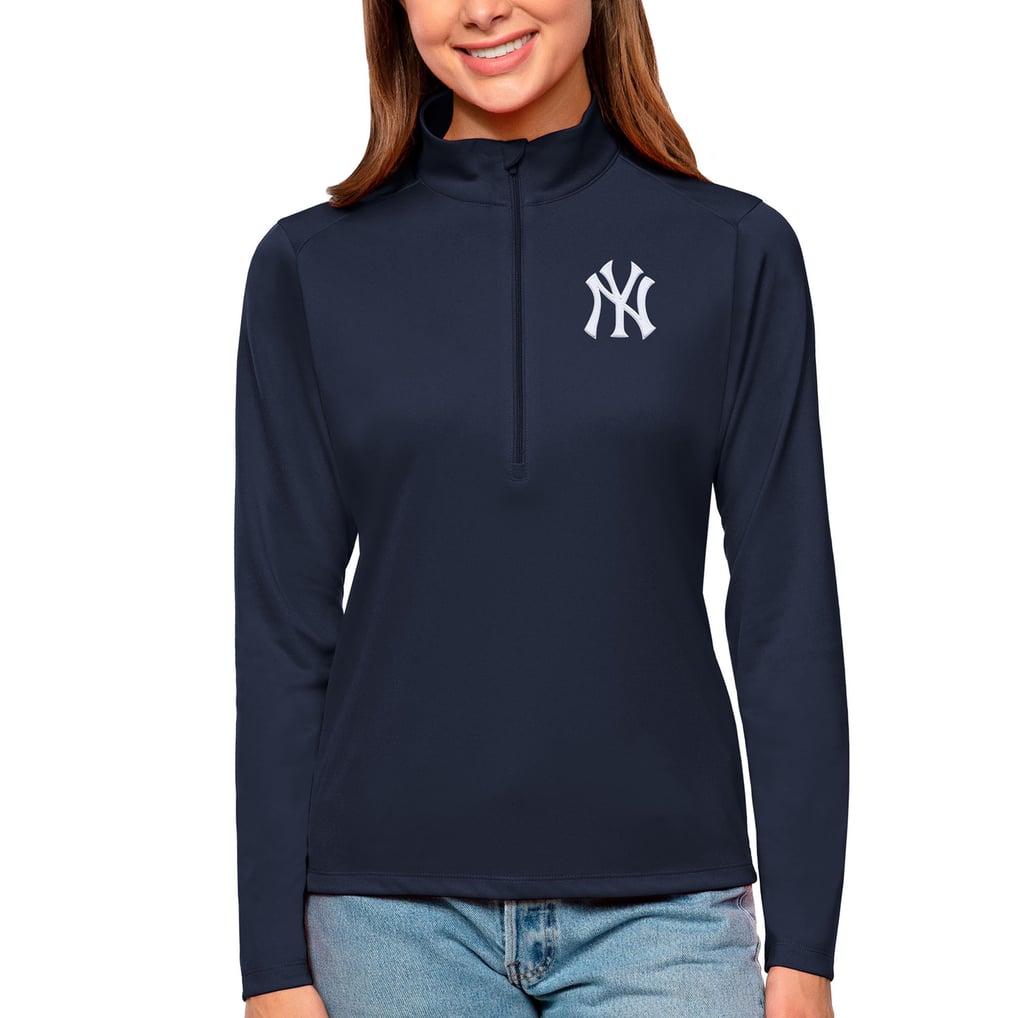 New York Yankees Antigua Women's Tribute Quarter-Zip Pullover Top - Navy