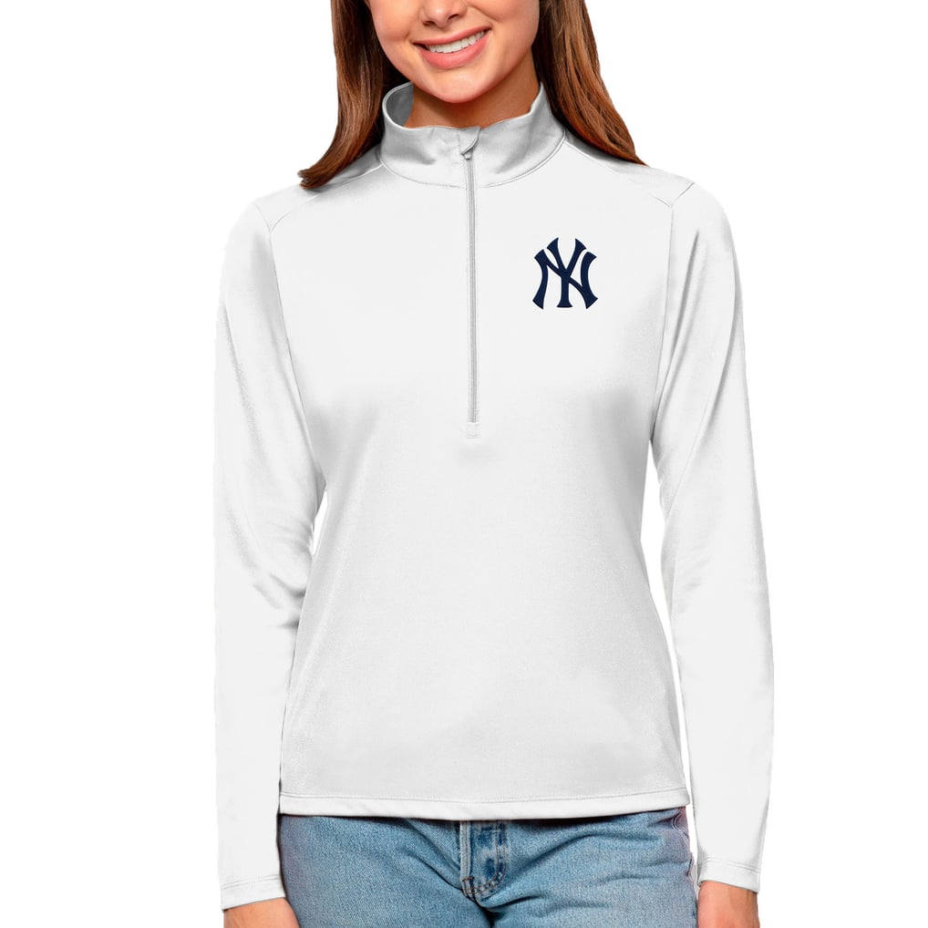 New York Yankees Antigua Women's Tribute Quarter-Zip Pullover Top - White