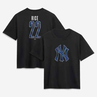 Ben Rice New York Yankees Women's Metallic Mascot Name & Number T-Shirt - Black