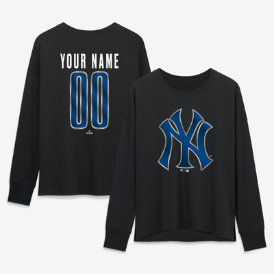 New York Yankees Women's Forged Mascot Personalized Name & Number Long Sleeve T-Shirt - Black