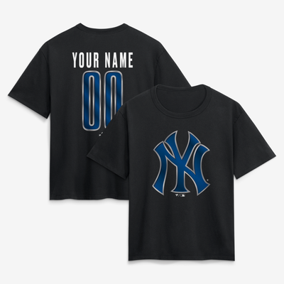 New York Yankees Women's Forged Mascot Personalized Name & Number T-Shirt - Black