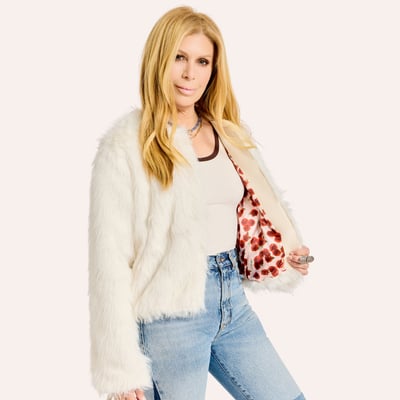  New York Yankees by Jill Martin Women's Faux Fur Rhinestone Jacket - White