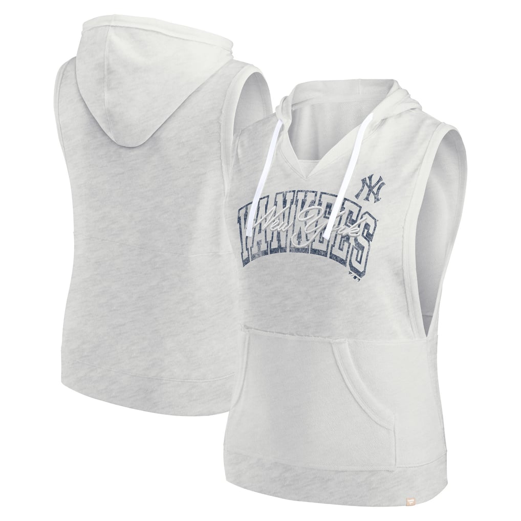 New York Yankees Fanatics Women's Lounge Script Sleeveless Pullover Hoodie - Ash