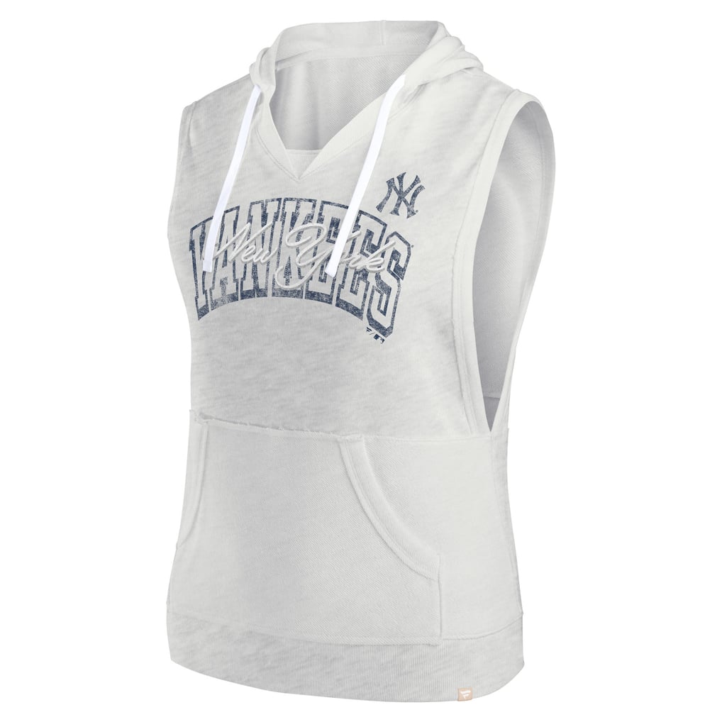 New York Yankees Fanatics Women's Lounge Script Sleeveless Pullover Hoodie - Ash