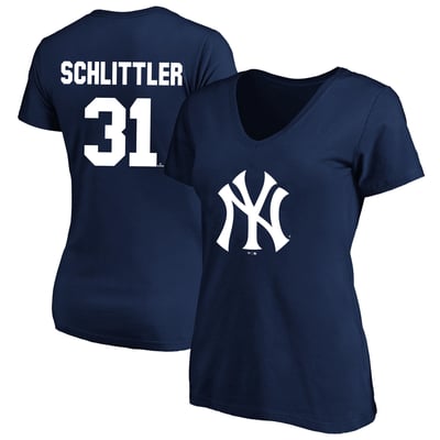 Cam Schlittler New York Yankees Fanatics Women's Plus Size Name & Number V-Neck T-Shirt - Navy