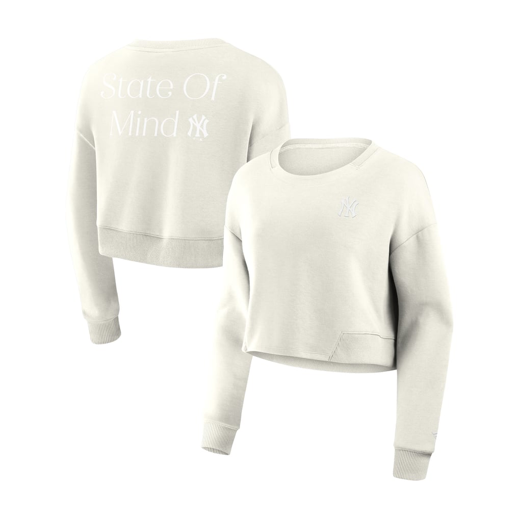 New York Yankees Fanatics Women's Studio Cropped Pullover Sweatshirt - Cream