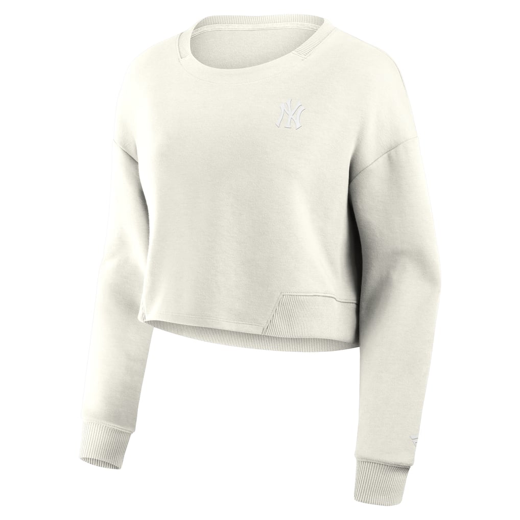 New York Yankees Fanatics Women's Studio Cropped Pullover Sweatshirt - Cream