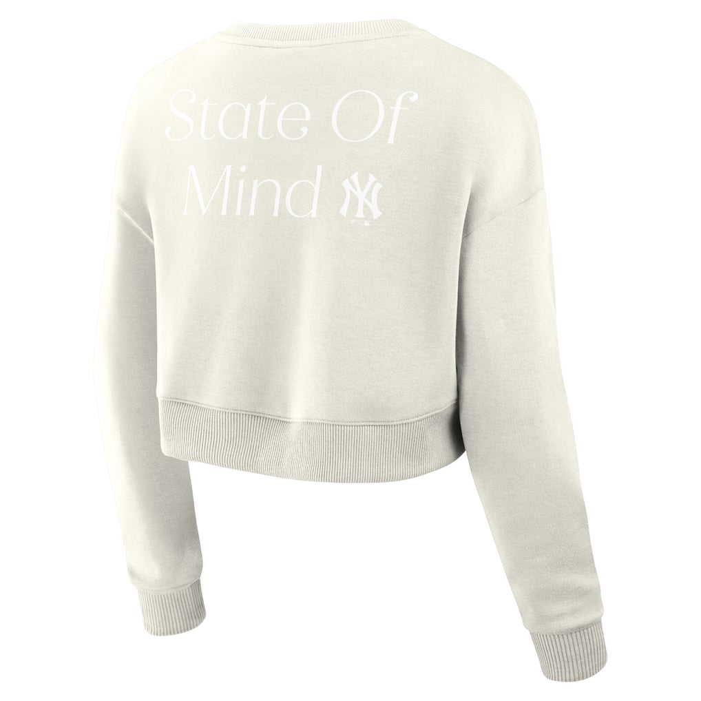 New York Yankees Fanatics Women's Studio Cropped Pullover Sweatshirt - Cream